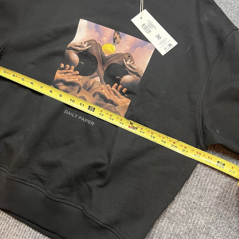 Daily Paper Mens Terry Sweatshirt Crew Neck Black Small Oversized Landscape New - Picture 5 of 10